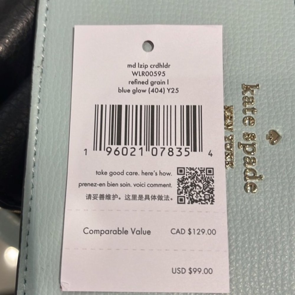 Kate Spade Darcy Medium L-Zip Card Holder Blue Glow - Picture 7 of 16